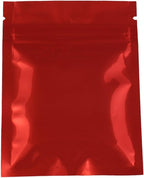 QQ Studio 100 Durable Double-Sided Metallic Foil Flat Style Zip Closure Locking Bag 7.5x10cm (3x4) (Red)