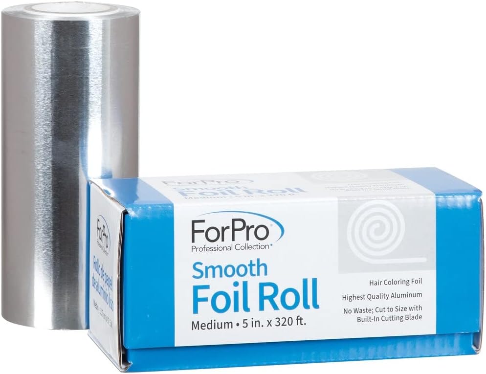ForPro Professional Collection Smooth Aluminum Foil Roll, 320 Ft Hair Foils for Color Application and Highlighting Services, Silver, Medium, 5" W