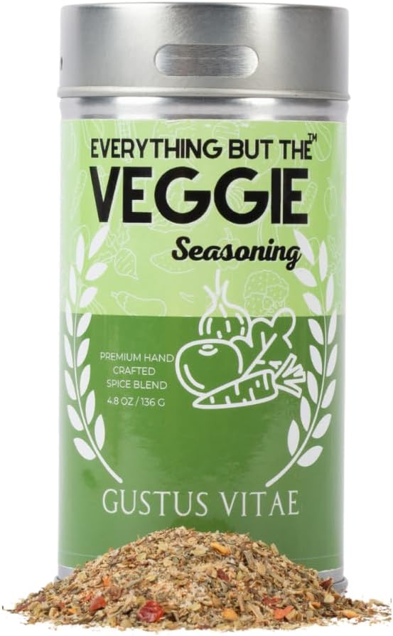 Everything But The Veggie Seasoning | Gourmet Vegetable Seasoning | Artisanal Spice Mix | All Natural | Non GMO | Hand Crafted | GLP-1 Friendly | Gourmet Vegetable Seasoning Blend | Made In USA | 4.8 oz | Small Batch | Gustus Vitae