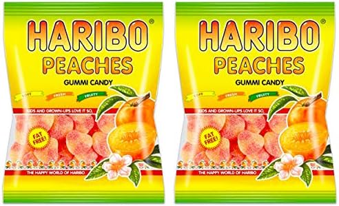 Haribo Peaches Gummi Candy 4 oz bag (2 bags 8 oz total)