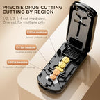 Pill Cutter Splitter for Small and Tiny Pills, 1/2 1/3 1/4 Pill Splitter for Small Pills,Vitamins, Tablets in Half or Quarters, Accurate and Easy Cutting, Stainless Steel Blade, Back Storage (Black)