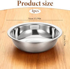 4 Pcs Stainless Steel Mixing Bowl Nesting Metal Prep Salad Bowl Extra Large Basin Salad Basin with Deeper Edge, Mirror Finish for Home Cooking or Commercial, Dishwasher Safe, Silver (13 Inch 8 Qt)