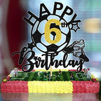 Glitter Soccer Happy 6th Birthday Cake Topper, Soccer Players Toys/Football Theme Party Cake Decorations, 6 Years Old Birthday Cake Ball Party Decorations Supplies for Boy Girl