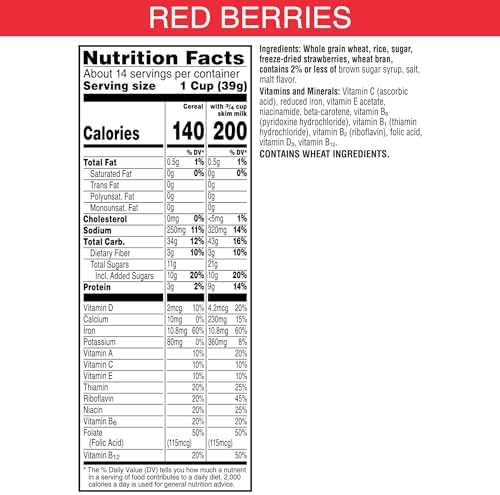 Kellogg's Special K Red Berries Breakfast Cereal,Good Source of Fiber,Giant Size,19.2 oz,(Pack of 2)