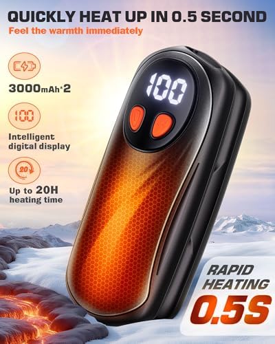 Hand Warmers Rechargeable 2 Pack, 6000mAh Electric Hand Warmers, Silver