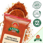 LAXMI Kashmiri Xtra Hot Chili Powder - Authentic Indian Red Chili Seasoning - NON-GMO - 14 oz Cooking Spice