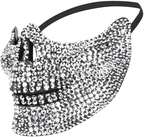 Trendy Apparel Shop Bling Rhinestone Skull Half Mask Costume Accessory