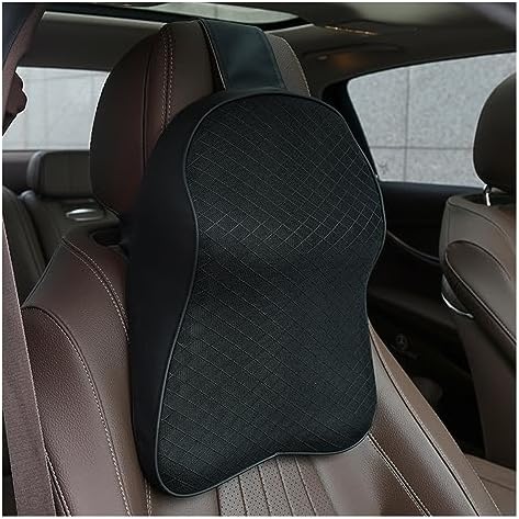 TEMKIN W Memory Foam Car Neck Pillow Headrest Seat Head Lumbar Support Protector Breathable Car Pillow Waist Rest Pillow Seat Back Rest Y (Color : Set 1-03)