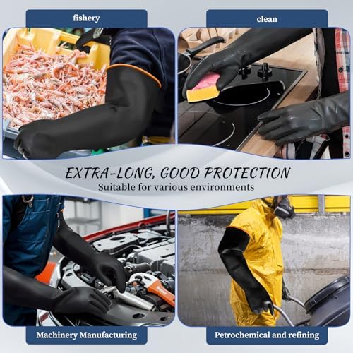 Haiou Chemical Resistant Nitrile Gloves Long Rubber Gloves for Drains, Acid, Oil, and Industrial Use Household Cleaning