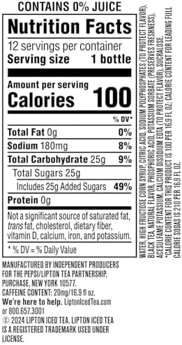 Lipton Peach Iced Tea, 16.9 Fl Oz Bottles (Pack of 12)