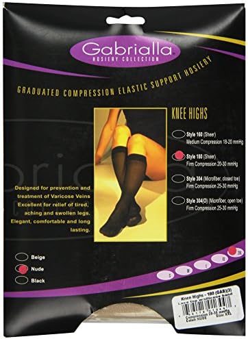 GABRIALLA Sheer Graduated Compression Knee High Stockings 3 Pack (23-30 mmHg) H-180: XX-Large Nude