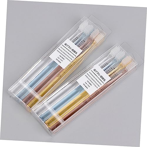 Healifty 8pcs Crystal Transparent Soft Bristle Toothbrush with Ergonomic Slip Handles for Adults Compact Travel and Home Use in Two Boxes