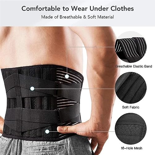 Breathable Back Lumbar Support Belt Waist Orthopedic Brace Posture Corrector Men Women Corset Spine Decom(Black Medium)