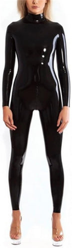 Latex Catsuit Back Zipper for Women Tight Rubber Bodysuit Jumpsuit Party Wear