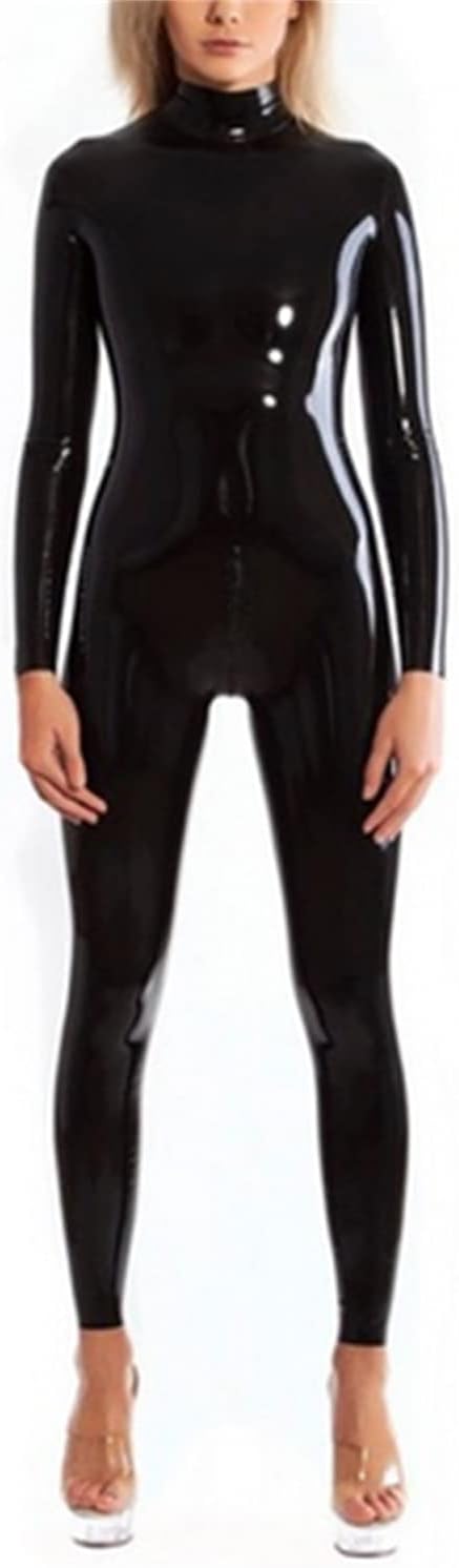 Latex Catsuit Back Zipper for Women Tight Rubber Bodysuit Jumpsuit Party Wear