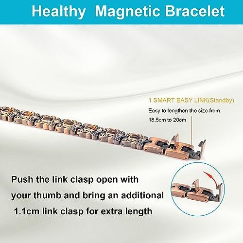 Magnetic Bracelets for Women & Men,Stainless Steel Copper Color Turquoise Magnet Bracelets, Fashion Jewelry Gift (Blue Turquoise)