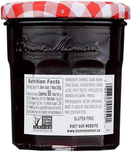 Bonne Maman Cherry Preserves, 13 oz Glass Jars (Pack of 6) – Non-GMO, Made with Simple Ingredients