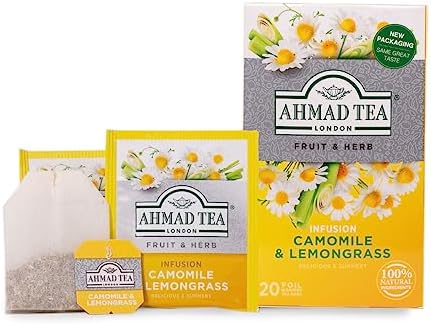 Ahmad Teas - Camomile & Lemongrass 1.4oz - 20 Tea Bags, Brown
