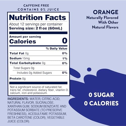 Jordan's Skinny Mixes Sugar Free Syrup, Orange Soda Flavor, Fruit Flavored Water Enhancer, Drink Mix for Iced Tea, Lemonade, Drinks, Low Calorie Water Flavoring, Dairy & Gluten Free Kosher, 25.4 Fl Oz
