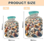 Beach Shells Hot Water Bottles with Soft Cover Warm Water Heat Bottles for Menstrual Cramps Pain Relief Small