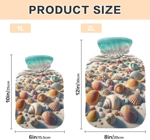 Beach Shells Hot Water Bottles with Soft Cover Warm Water Heat Bottles for Menstrual Cramps Pain Relief Small