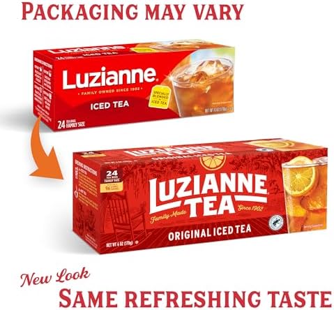 Luzianne Unsweetened Iced Tea Bags, Family Size, 24ct Box (Pack of 6)