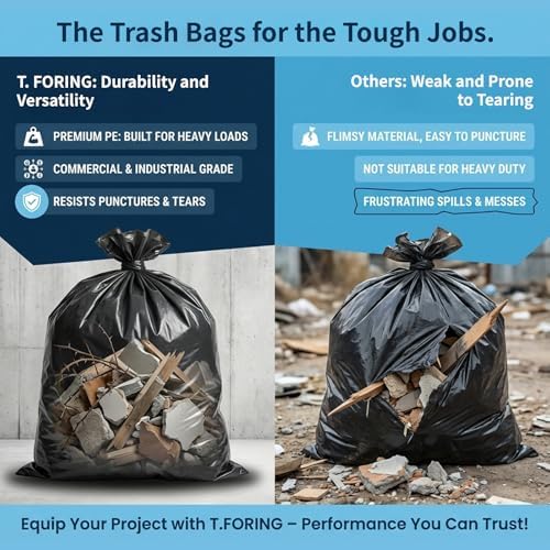 Large 40-45 Gallon Trash Bags Heavy Duty - 1.6 Mil Thick,39''x47'' Strong Black Garbage Bags Unscented 100 Count Trash Can Liners for Construction Industrial Yard Outdoor Commercial