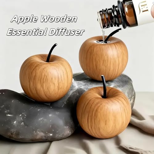 4Pcs Apple-Shaped Essential Oil Diffusers, Mini Reed Diffuser for Home Car Office Aromatherapy, Light Brown (No Oil) (Light Brown)