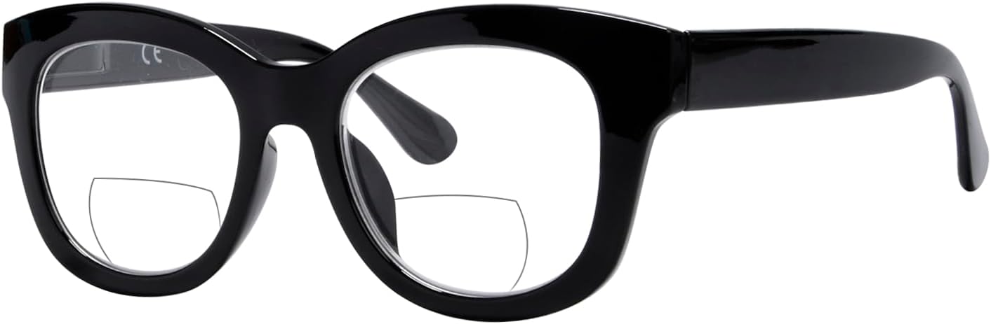 Eyekepper Large Frame Bifocal Reading Glasses Women Oversize Bifocal Readers - Black +2.00