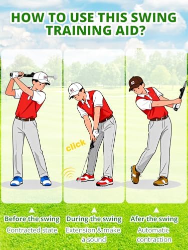 Retractable Golf Swing Trainer with Arm Band - Click Stick Golf Training Aid, Right/Left -Handed Golf Swing Practice Stick for Chipping & Hitting, Portable Indoor Outdoor Golf Practice Stick