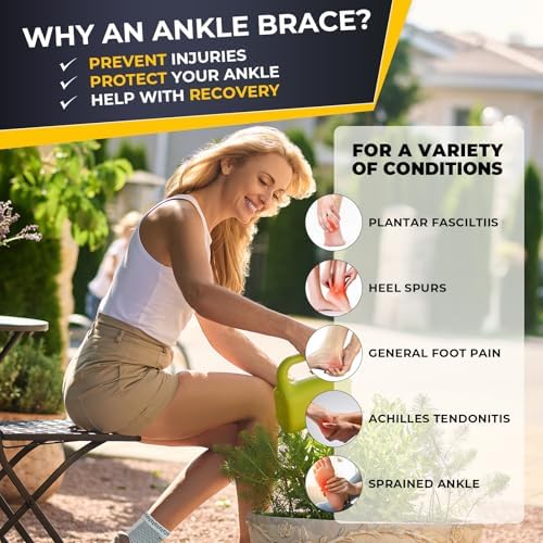 NeoTech Care Ankle Support Brace - Breathable - Men, Women, Right or Left (Gray, Size M, 1 Unit)