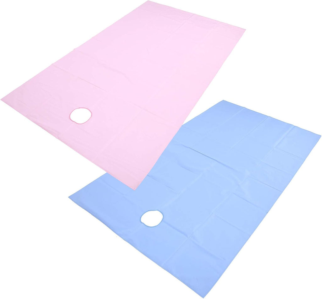 BRRNOO Massage Table Cover Set, Beauty Salon Bed Sheet for SPA Massage Treatment Table with Face Breath Hole 200x115cm 2pcs Pink and Blue Cotton Sheet for Beauty Beds