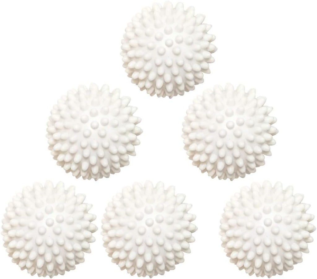 Reusable Dryer Balls Laundry Wash Dryer Balls Anti-Static Fabric Softener Laundry Washing Ball, 6pcs（White）