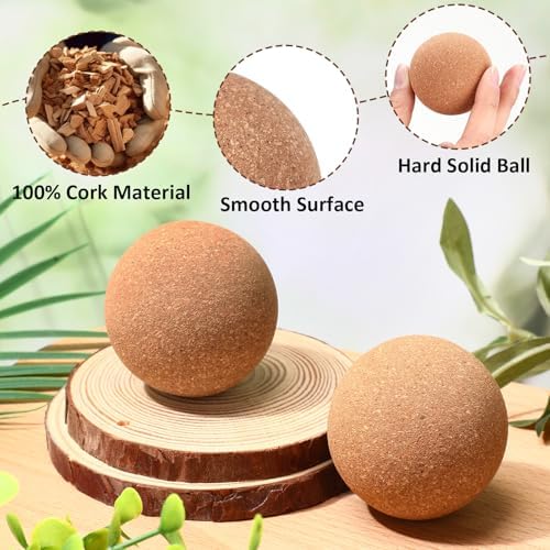 Seenelling 50 Pcs Cork Massage Ball Solid Hard Myofascial Release Yoga Ball for Back Foot Neck Pain Therapy Portable Tissue Muscle Release Tool for Home Office Travel (2 Inch)