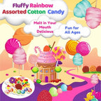 Albert's Variety Flavored Cotton Candy – 12 Pack – Fluffy Rainbow Assorted Sweet Treat – Resealable Tubs – Perfect for Parties & Events, (Assorted mix of Blueberry, Apple, Strawberry)