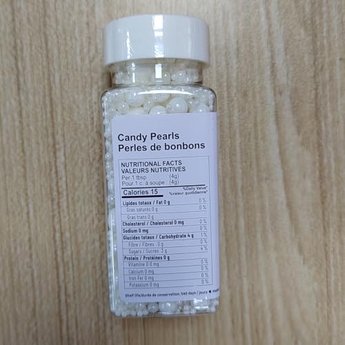 Edible White Pearl Sugar Sprinkles Candy 120g/ 4.2oz Baking Cake Sprinkles Cupcake Toppers Ice Cream Toppings Cookie Decorations Wedding Party Valentines Halloween Christmas Mother's Day Supplies