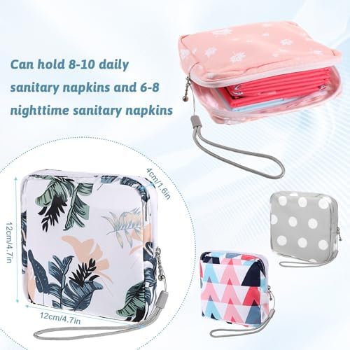 Skrfren 4 Pack Portable Sanitary Napkin Storage Bags, Reusable Mini Pouch for Purse, Menstrual Period Bags, Feminine Care Period-Bags Kit