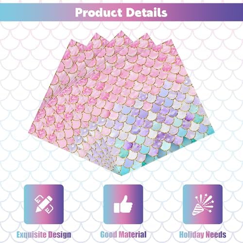 20Pcs Mermaid Paper Napkins,Mermaid Party Napkins Supplies,Disposable Cocktail Dinner Paper Napkins for Baby Shower Birthday Under the Sea Pool Party Table Decorations,6.5 * 6.5 Inch Folded
