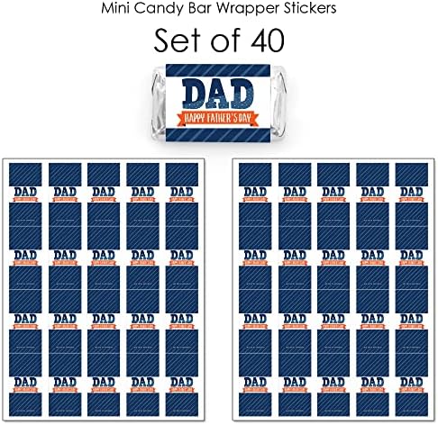 Big Dot of Happiness Happy Father's Day - Mini Candy Bar Wrapper Stickers - We Love Dad Party Small Favors - 40 Count