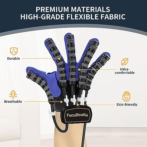 Hand Rehabilitation Robot Gloves Mobility Finger Training Equipment for Hemiplegia Stroke Cerebral Palsy Patient with USB Chargeable Right Hand (Blue Size S)