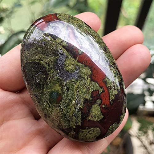 Fekuar Oval Dragon Bloodstone Palm Stone, Polished Worry Pocket Stones Healing Crystal for Therapy Geometry Chakra Balancing