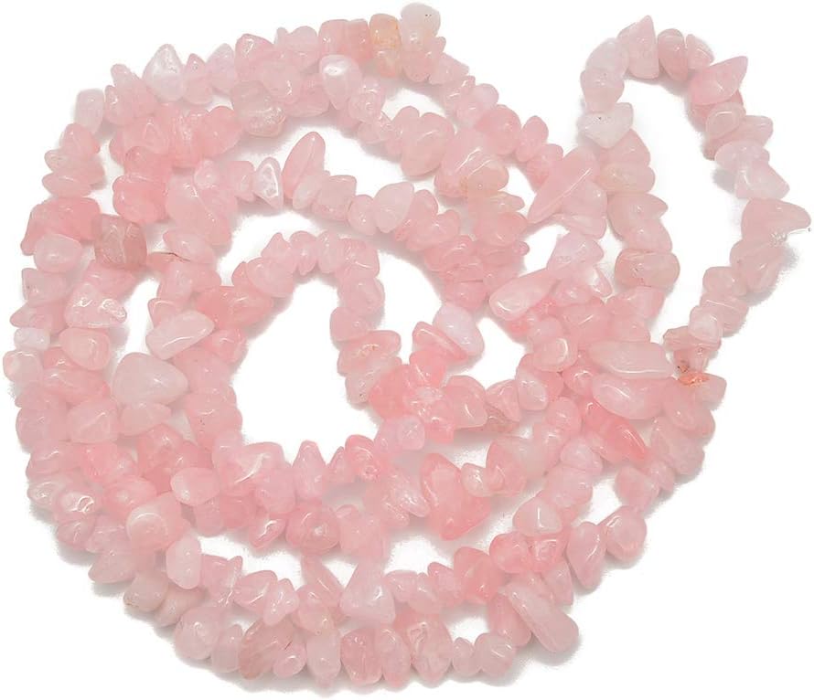 Gemstone Chips Natural Pink Rose Quartz 3-5mm Healing Crystals Waist Bracelets Necklace Kit Irregular Stone DIY Crafts Design Jewelry Making Approxi 32 inch