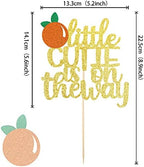 1 PCS Assembled Little Cutie is on the Way Cake Topper with Glitter Orange Cake Pick Decorations for Citrus Theme Baby Shower Kids Birthday Party Supplies
