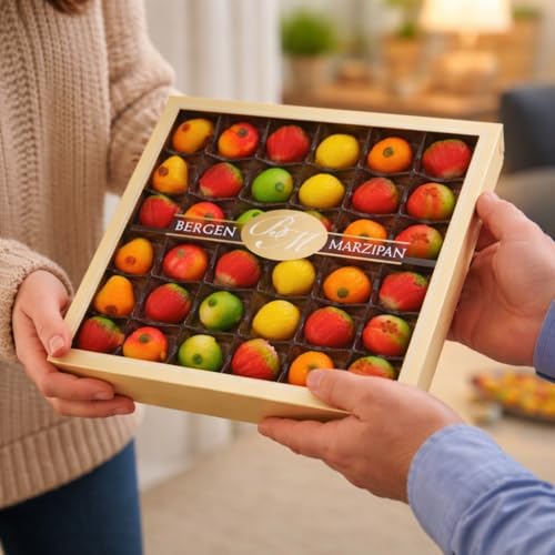 Bergen Marzipan 36 Piece Assorted Fruit Box Tray