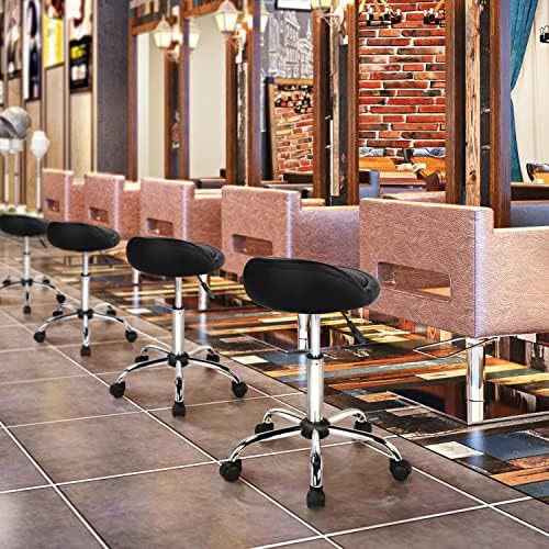 Yaheetech Height Adjustable Rolling Swivel Salon Stool Chair Hydraulic Ergonomic with Backrest Wheels for Tattoo Massage Facial Spa Manicure Dentist Clinic,Black