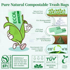 ECOLipak 33 Gallon Compostable Trash Garbage Bags, 25 Count (1 Roll) Biodegradable Heavy Duty Large Outdoor Trash Bags for Lawn/Yard, US BPI ASTM D6400 and OK Compost Home Certified