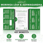 Nutra Tea - Moringa Leaf & Ashwagandha – Moringa Tea Bags, Ashwagandha Tea Bags - For Mood Support and Stress Relief - 40 Individually Wrapped Bags - Herbal Infusion (2 Pack)