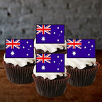 24 Australian Flag Edible Cupcake Toppers, Australia Edible Cake Decorations, Patriotic Decor, International Flags of the World Cake Toppers, Cricket and Olympic Decorations, Eurovision Party