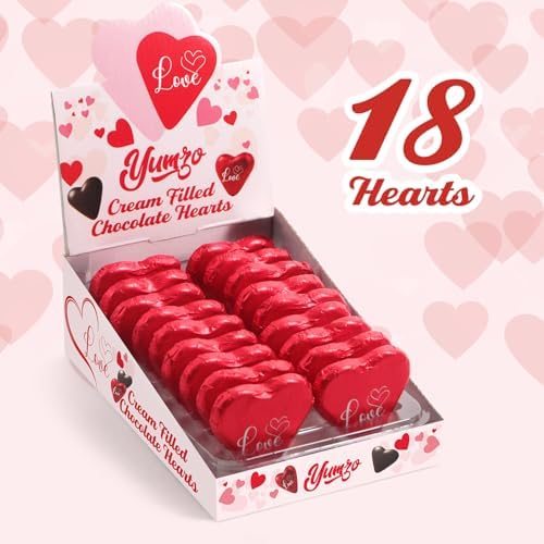 Fathers Day Chocolate Hearts, Pack of 18 Heart Shaped Chocolates Individually Wrapped, Ideal heart chocolate bulk for Fathers Day, Classroom Exchanges and Sharing with Friends.