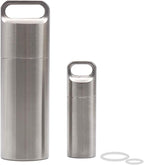 HRX Package Waterproof Stainless Steel Pill Case Keychain, Durable Small Pill Box Bottle Holder Tough for Men Purse Pocket Outdoor EDC Tool Kit